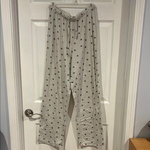 Cozy Light Gray Striped Pajama Pants with Bee Print